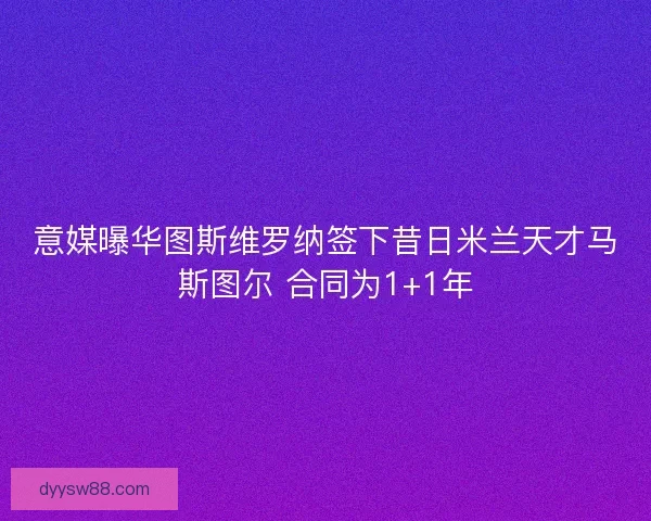 意媒曝华图斯维罗纳签下昔日米兰天才马斯图尔 合同为1+1年