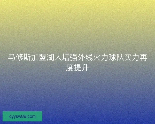 马修斯加盟湖人增强外线火力球队实力再度提升