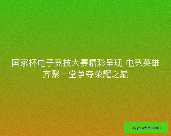 国家杯电子竞技大赛精彩呈现 电竞英雄齐聚一堂争夺荣耀之巅
